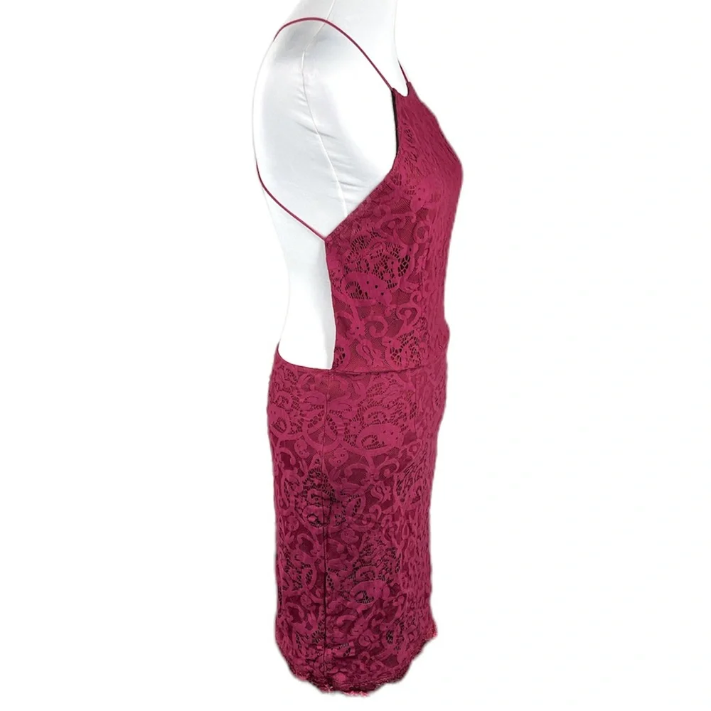Tobi Lace Backless Dress, Burgundy, Large